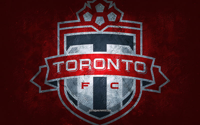 Toronto FC, Canadian soccer team, red stone background, Toronto FC logo, grunge art, Canada, MLS, soccer, USA, Toronto FC emblem, HD wallpaper