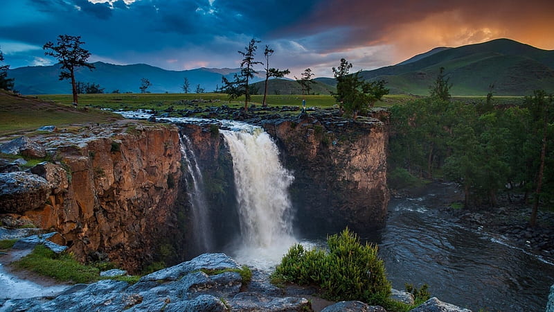 Orkhon Waterfalls, Mongolia, Travel, Scenery, Waterfalls, Nature, HD wallpaper