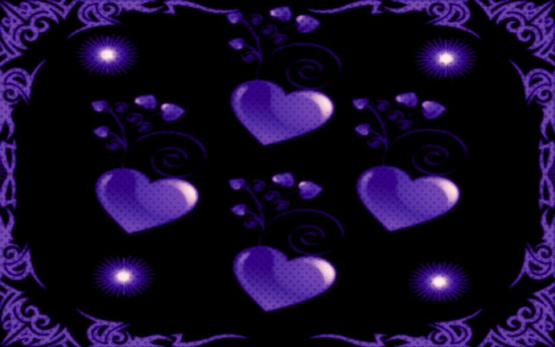Purple Days, purple hearts, hearts of purple, purple dreams, floating hearts, HD wallpaper