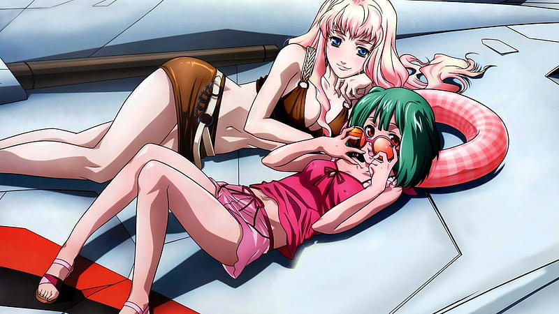 two cartoon girls sunbathing, anime, entertainment, people, HD wallpaper