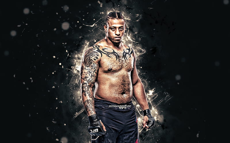 Greg Hardy white neon lights, American fighters, MMA, UFC, female fighters, Mixed martial arts, Greg Hardy , UFC fighters, Gregory McKarl Hardy, MMA fighters, HD wallpaper