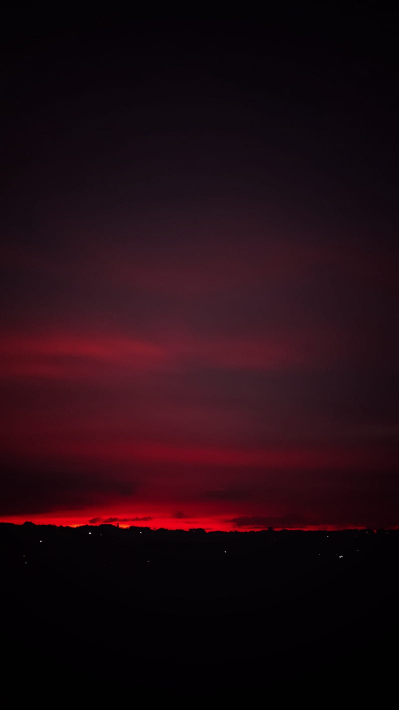 RED SKY, sunset, red, clouds, sky, HD phone wallpaper