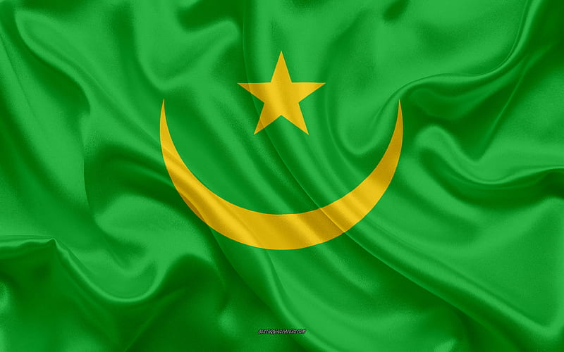 Flag of Mauritania silk texture, Mauritania flag, national symbol, silk flag, Mauritania, Africa, flags of African countries, HD wallpaper