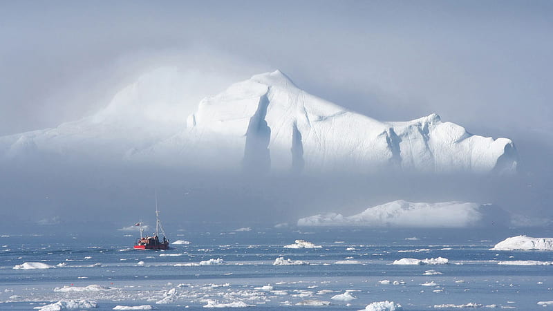Gigantic Iceberg, iceberg, white, ship, gigantic, HD wallpaper