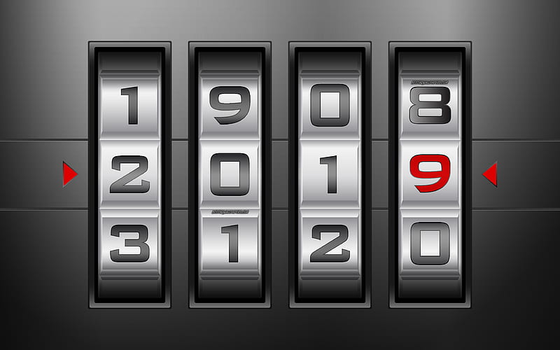 2019 year, combination lock, 2019 concepts, creative art, New 2019 Year, numbers, lock, HD wallpaper