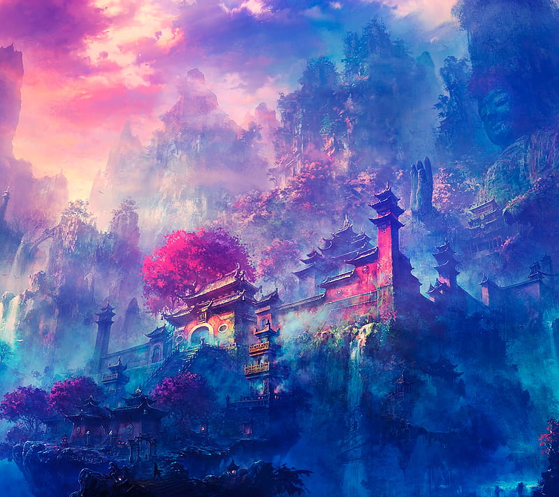 Buda Gautama, china, fantasy, landscapes, multicolor, HD wallpaper