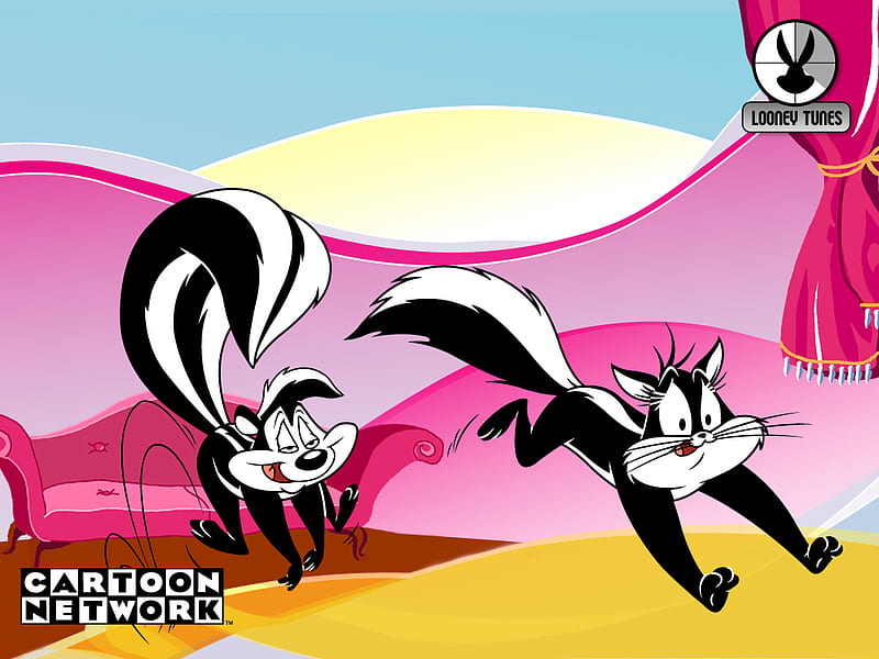 Pepe Le Pew, chase, cartoon, couch, HD wallpaper