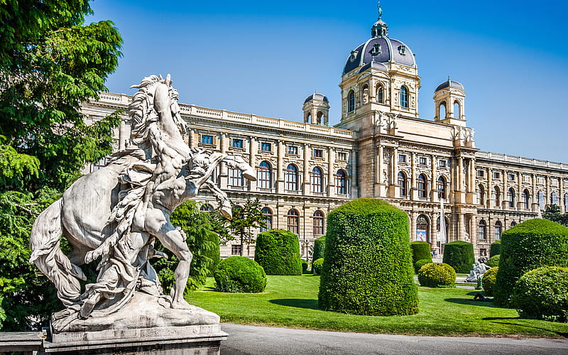 Man Made, Museum, Architecture, Austria, Palace, Park, Sculpture, Vienna, HD wallpaper