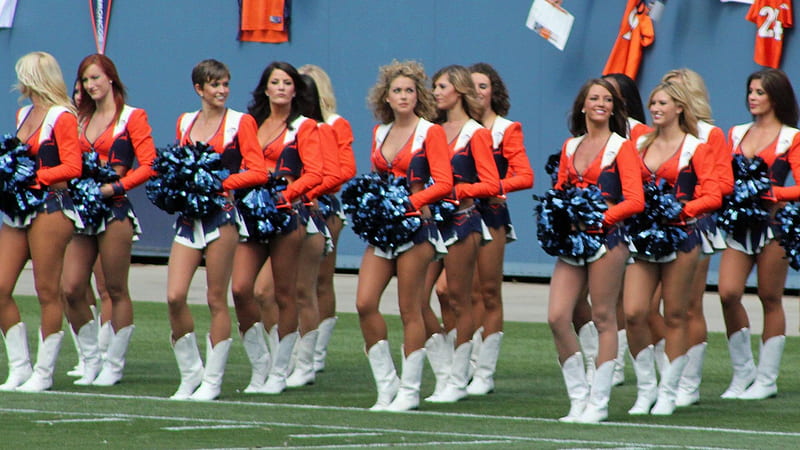Denver Broncos Cheerleaders, DENVER BRONCOS, redhead, blonde, brunette, sport, american football, cheerleaders, girls, HD wallpaper