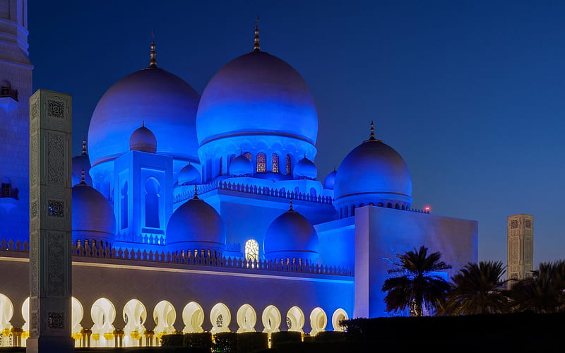 Sheikh Zayed Mosque, Abu Dhabi, UAE, night, mosque, United Arab Emirates, HD wallpaper