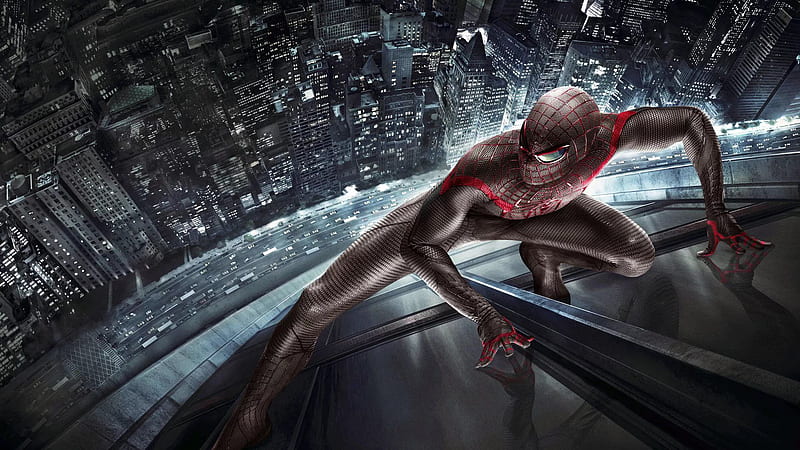 Black Spiderman On Building Spiderman, HD wallpaper