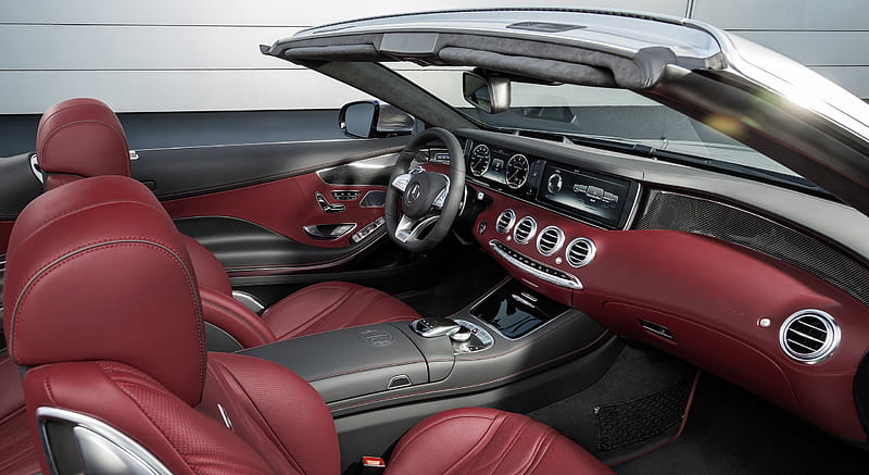 2017 Mercedes-AMG S63 Cabriolet Edition 130 (Color: Alubeam Silver; Fabric Soft Top: Red) - Interior , car, HD wallpaper
