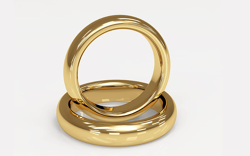 3d gold rings, jewelry, gold, wedding rings, wedding concepts, HD wallpaper