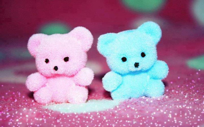 Teddy Pink and Blue Bears, Pink, Bears, Teddy, Soft, Stuffed, Blue, HD wallpaper