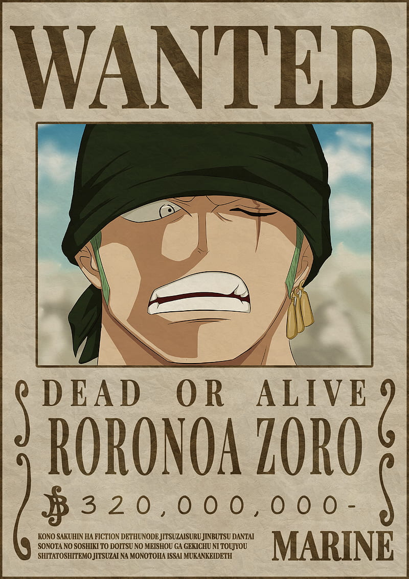 RORONOA ZORO bounty wanted poster one piece. One piece comic, Roronoa zoro, Manga anime one piece, HD phone wallpaper