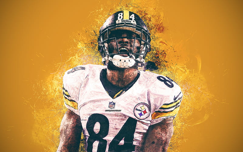 Antonio Brown art, Pittsburgh Steelers, NFL, USA, paint art, yellow  background, HD wallpaper | Peakpx