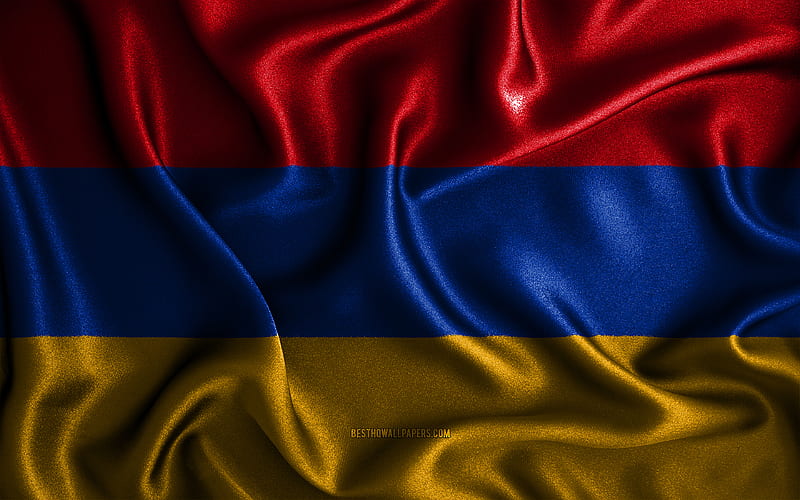 Armenian flag silk wavy flags, Asian countries, national symbols, Flag of Armenia, fabric flags, Armenia flag, 3D art, Armenia, Asia, Armenia 3D flag, HD wallpaper