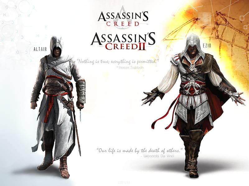 Assassin Legend's, altair, assassins, ezio, HD wallpaper