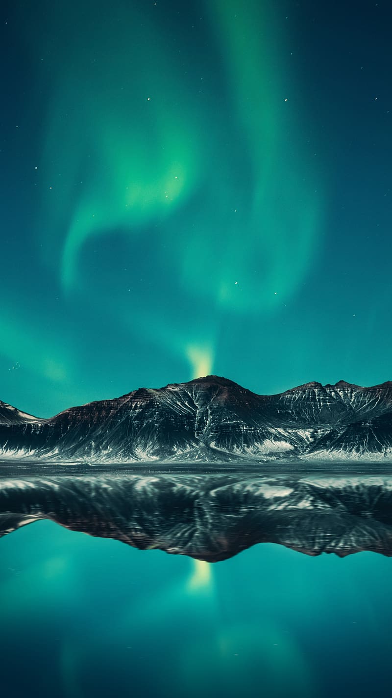 Iphone Ka, Northern Lights, nature, mountains, HD phone wallpaper