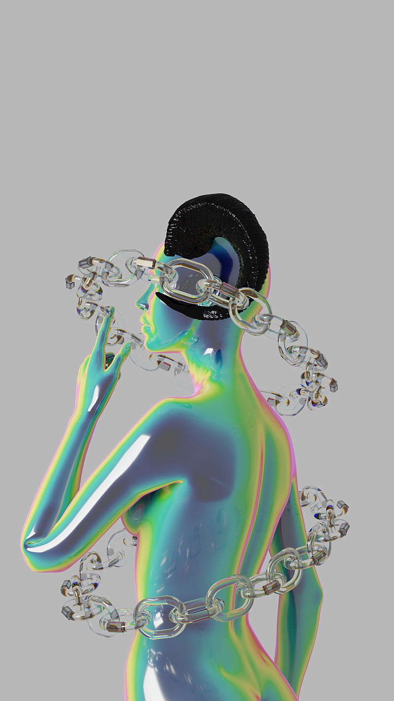 SHHH, aesthetic, chrome, clean, colorful, holographic, minimal, women, HD phone wallpaper