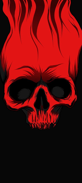 Skull, art, pattern, red and black, tech, HD phone wallpaper | Peakpx