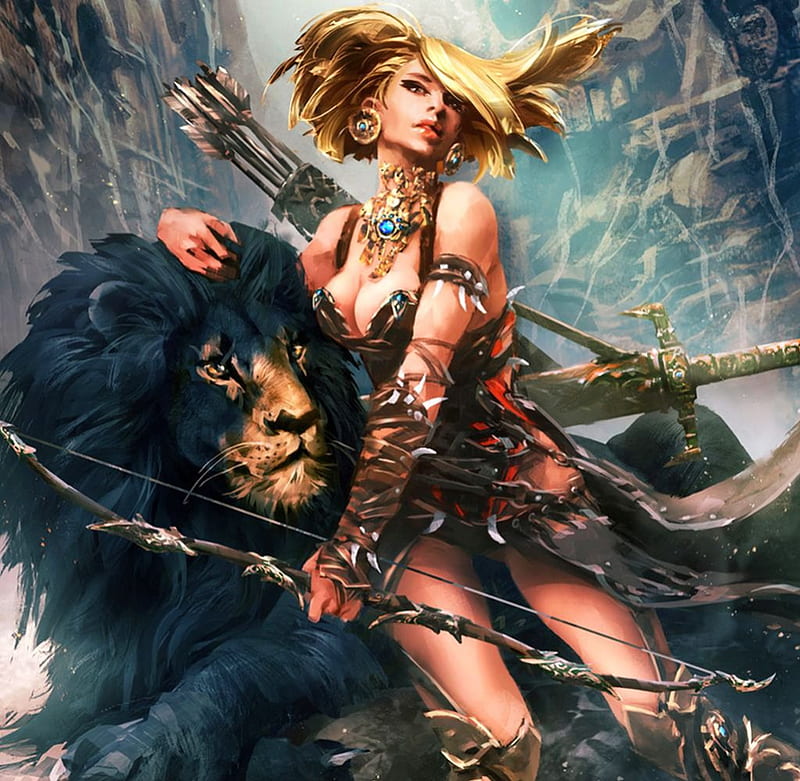 Savage, warrior, loyal, woman, lion, HD wallpaper