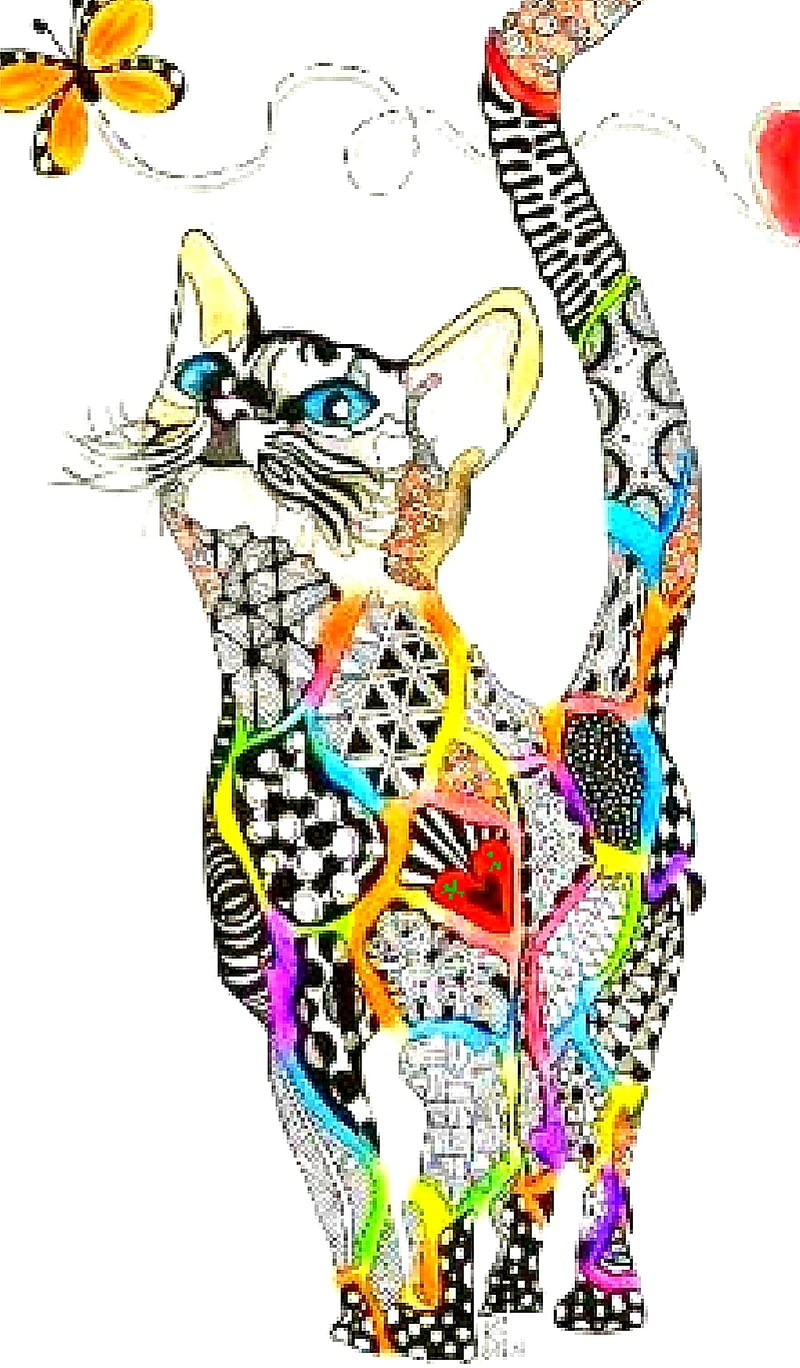 ZENTANGLE KAT, pretty, puddy, HD phone wallpaper