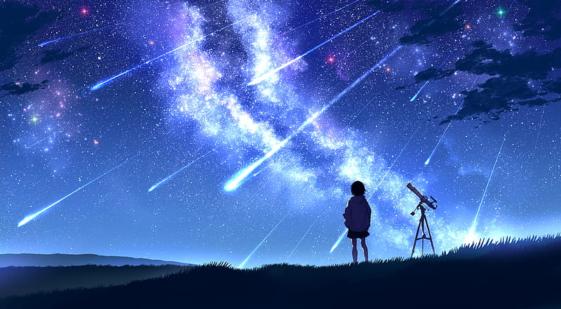 Anime, Night, Starry Sky, HD wallpaper