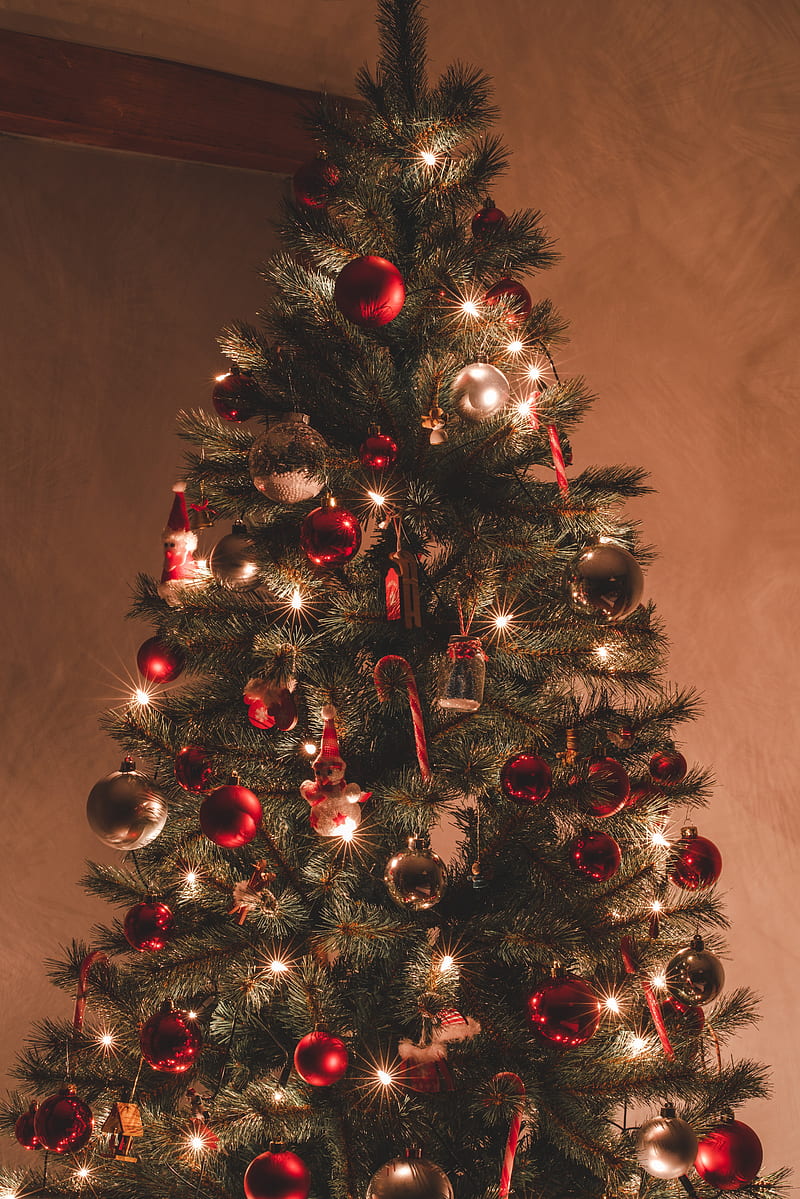 christmas tree, decorations, garlands, christmas, new year, holiday, HD phone wallpaper