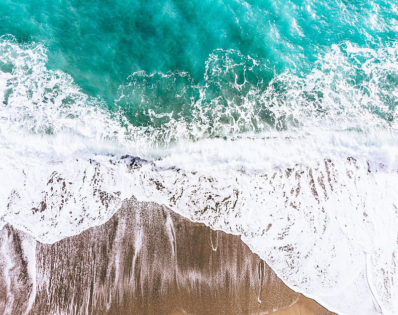 Aerial graphy Ocean Beach Wave Ultra, Nature, beach, Ocean, Blue, View, Turquoise, Shore, Wave, Foam, graphy, Aerial, Drone, snaps, HD wallpaper