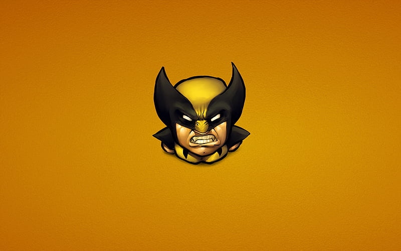 Wolverine, minimal, superheroes, Logan, yellow backgrounds, Marvel Comics, James Howlett, Wolverine minimalism, Angry Wolverine, HD wallpaper