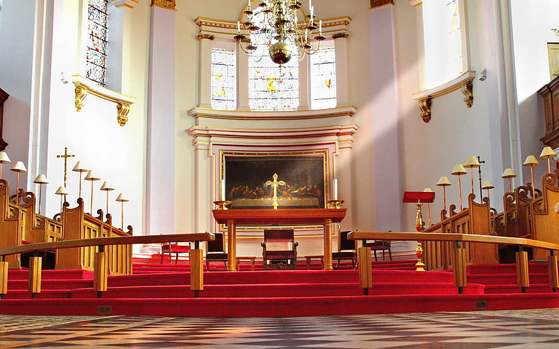 Altar in Monastery Church, cross, church, altar, monastery, HD wallpaper