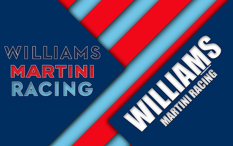 Williams Martini Racing, Grove, United Kingdom Formula 1, emblem, material design, blue red abstraction, Williams logo, season 2018, F1 race, Williams, HD wallpaper