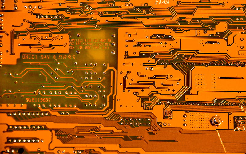 yellow microcircuit chip, digital equipment, microcircuit, board, printed circuit boards, microchip, microcircuits, HD wallpaper