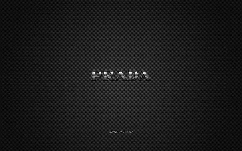 Logotipo de prada, emblema de metal, marca de ropa, textura de carbono  negro, Fondo de pantalla HD | Peakpx