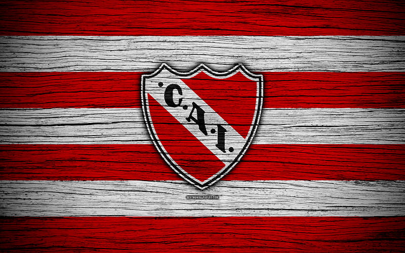 Independiente FC, golden logo, Argentine Primera Division, red metal  background, HD wallpaper