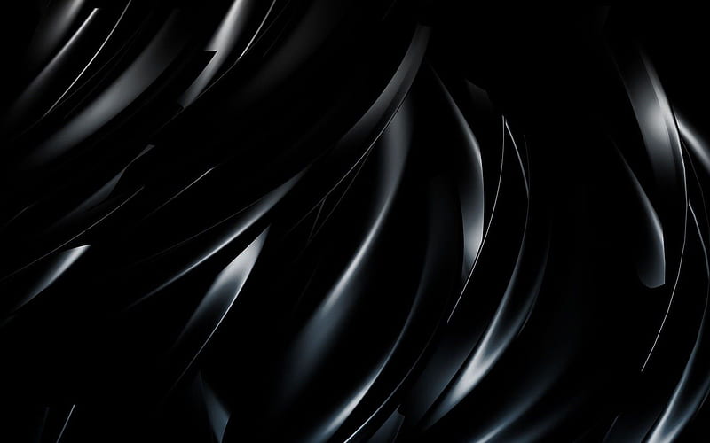 black wavy background, 3D waves texture, 3D art, waves textures, 3D waves background, wavy backgrounds, black backgrounds, HD wallpaper