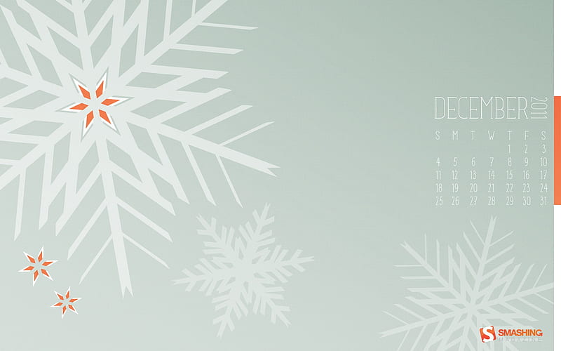 winter flakes-December 2011-Calendar, HD wallpaper