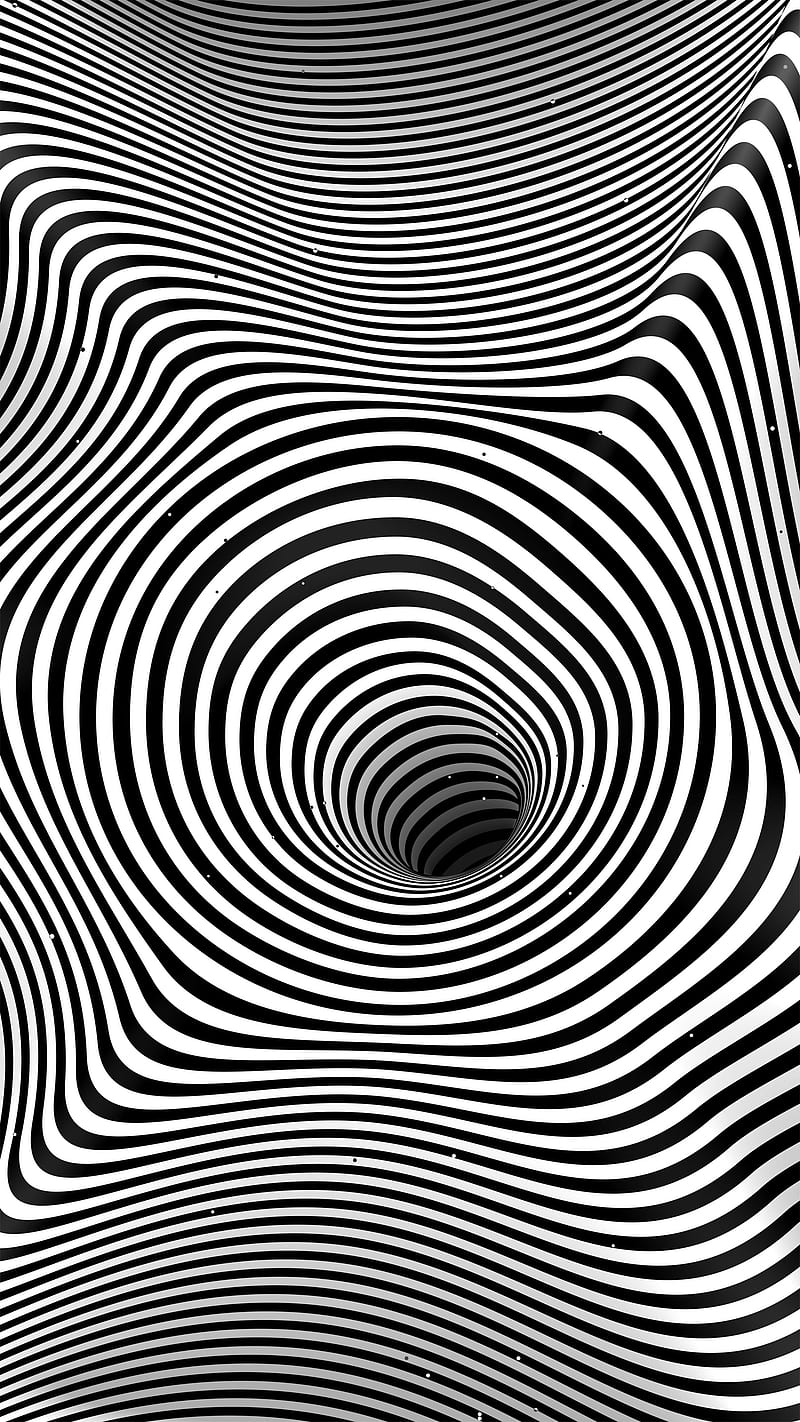 A hole, black hole, black white, distort, hypnotic, illusion, op art, striped, tunnel, wormhole, HD phone wallpaper
