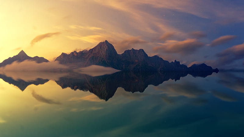 Beautiful Mountains Clear Reflection In Water, mountains, reflection, nature, water, HD wallpaper