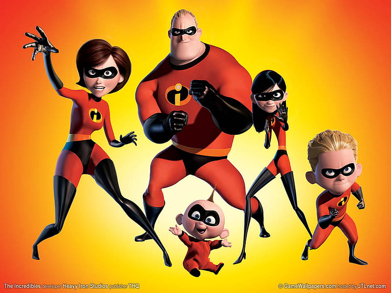 The Incredibles, family, speed, stretch, jack jack, violet, incredible, super heroes, HD wallpaper