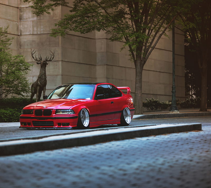Red BMW E36, bonito, car, cool, drift, drifting, nice, HD wallpaper
