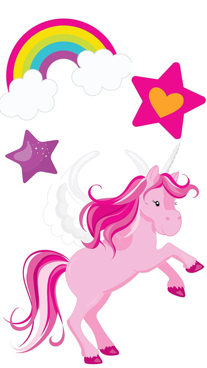 Unicornio y arcoiris, dibujos animados, cómic, fantasía, teléfono,  unicornio rosa, Fondo de pantalla de teléfono HD | Peakpx