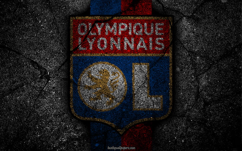 Lyon, logo, art, Olympique Lyon, Liga 1, soccer, Olympique Lyonnais, football club, Ligue 1, grunge, Lyon FC, HD wallpaper