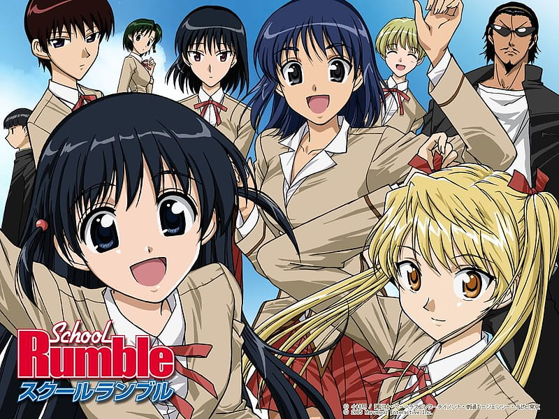 All together let's complete the first semester!, yakumo, school rumble characters, tenma, school rumble, HD wallpaper