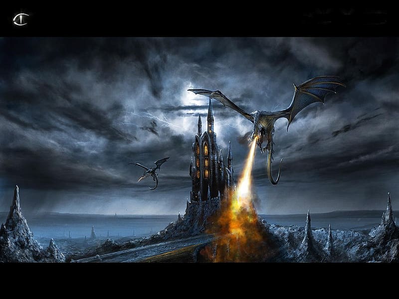 Fantasy, Fire, Dragon, Battle, Castle, HD wallpaper | Peakpx