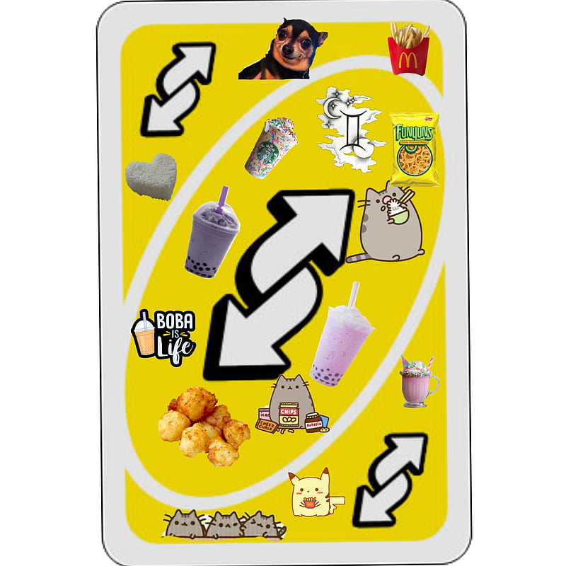 Uno reverse card, bubble tea, cat, fries, theme, uno reverse, HD