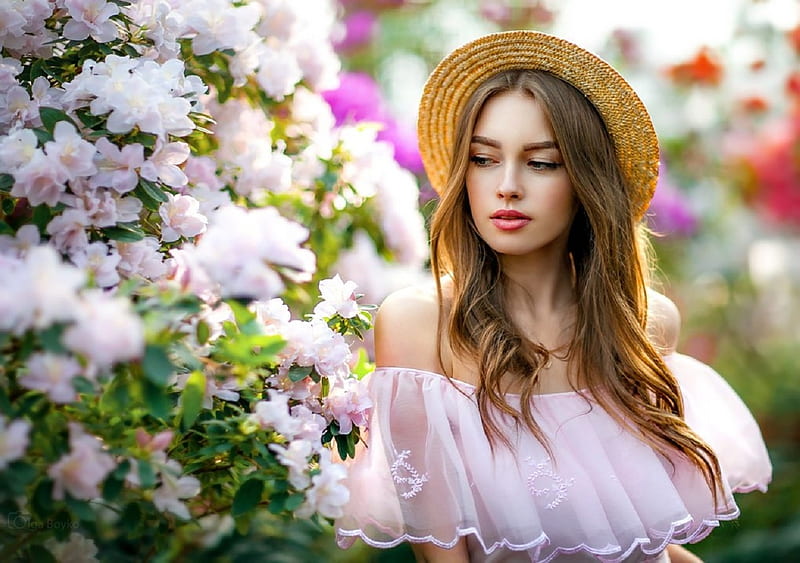 Beautiful Day, flowers, beauty, girl, hat, HD wallpaper | Peakpx