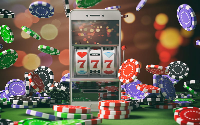 casino chips, smartphone, gambling table, gambling, bokeh, casino concepts, HD wallpaper