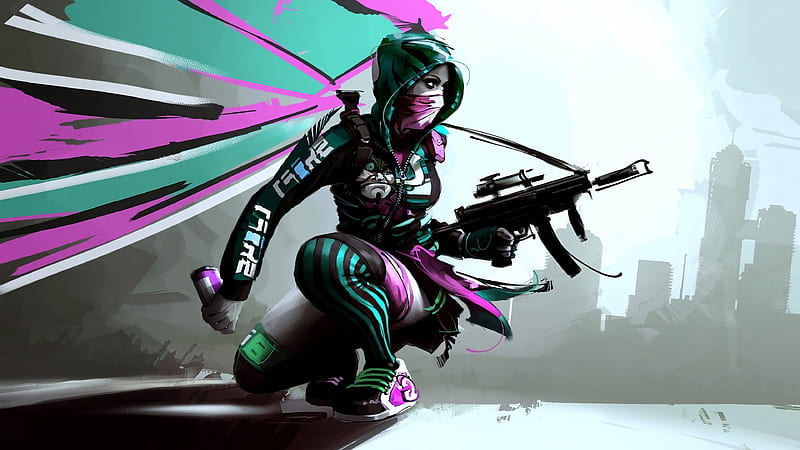 Girl With Rifle , gun, artist, artwork, digital-art, HD wallpaper
